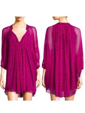 Diane Von Furstenberg Fuchsia and Black Printed Mini Dress